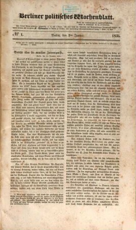 Berliner politisches Wochenblatt. 1836