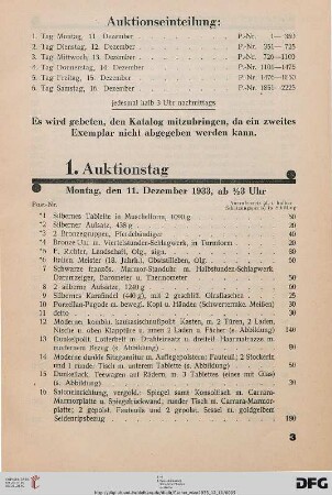 1. Auktionstag (Nr. 1-350)