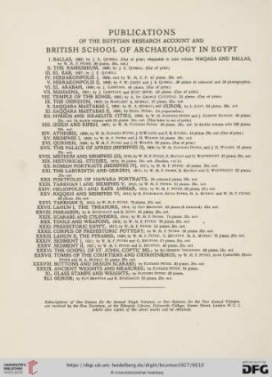 Publications of the Egyptian Research Account and British School of Archaeology in Egypt