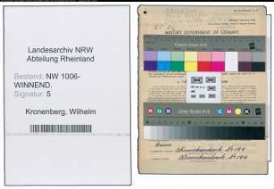 Entnazifizierung Wilhelm Kronenberg , geb. 30.03.1892 (Lehrer)