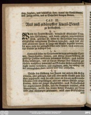 Cap. III. Was nach gedämpffter Feuers-Brunst zu beobachten.