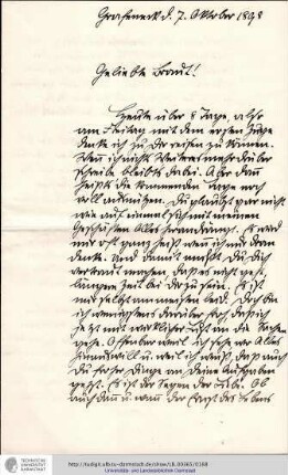 Brief vom 07.10.1898