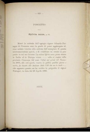 Poscritto Alla Sylvia nana