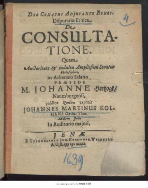 Disputatio Ethica De Consultatione
