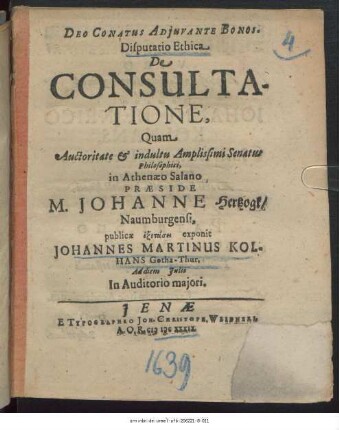Disputatio Ethica De Consultatione
