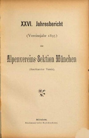 Jahresbericht : Vereinsjahr ... 26. 1895