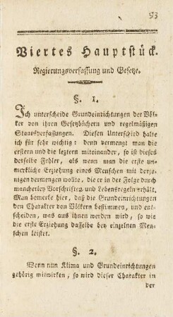 Viertes Hauptstück. Regierungsverfassung und Gesetze