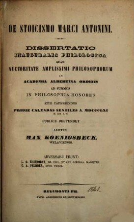 De stoicismo Marci Antonini : dissertatio