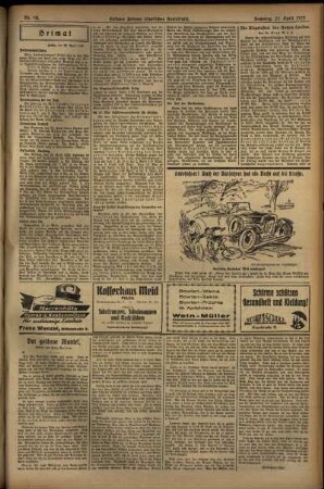 Zweite Ausgabe vom Samstag, den 27. April 1929.