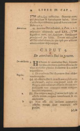Caput 5. De attributis Dei in genere.