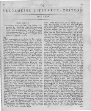 Bonstetten, K. V. v.: Philosophie der Erfahrung oder Untersuchungen über den Menschen und sein Vermögen. Bd. 1-2. Stuttgart & Tübingen: Cotta 1828