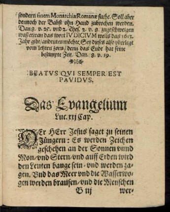 Das Evangelium Luc. XXI Cap.