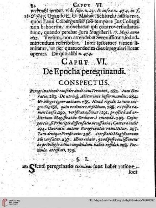 Caput VI De Epocha peregrinandi