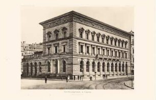 Reichsbankgebäude, Leipzig: Ansicht (aus: Atlas zur Zeitschrift für Bauwesen, hrsg. v. Ministerium der öffentlichen Arbeiten, Jg. 41, 1891)