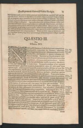 Quaestio III. De Essentia Dei.