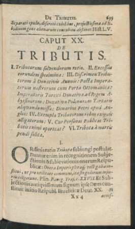 Caput XX. De Tributis