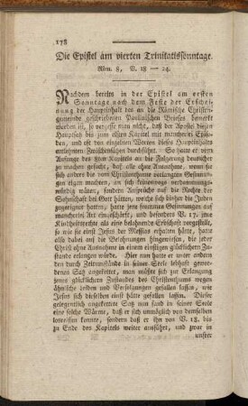 Die Epistel am vierten Trinitatissonntage. Röm. 8, V. 18-24
