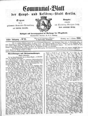 1860,15: No. 15, 7. Oktober 1860