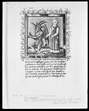 Jacobus Palladini de Anacharano, Prozeß des Teufels Belial mit Christus; der 'Grüne Teufel' — Moses und Belial