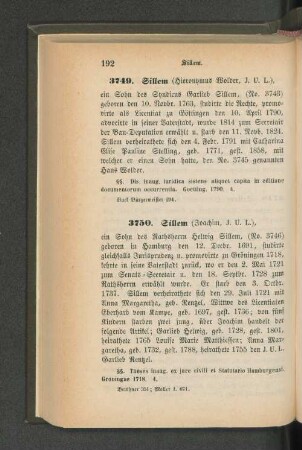 3749. Sillem (Hieronymus Wolder, J. U. L.)