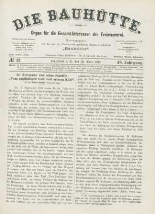 No. 12. Frankfurt a. M., den 25. März 1905. 48. Jahrgang.