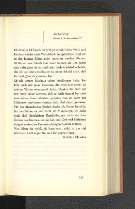 An Lavater Darmstadt, den letzten März 1777