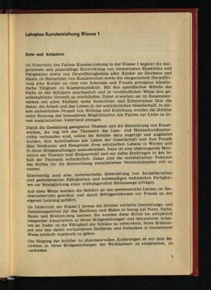 Lehrplan Kunsterziehung Klasse 1