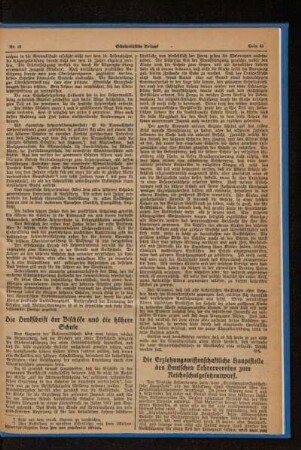 ¬Die¬ Denkschrift der Bischöfe und die höhere Schule