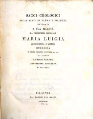 Saggi geologici degli Stati di Parma e Piacenza
