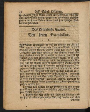 Das Dreyzehende Capittel. Von denen Examinibus.