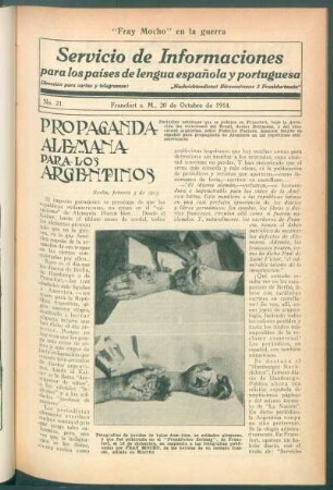 Propaganda alemana para los argentinos : "Fray Mocho" en la guerra