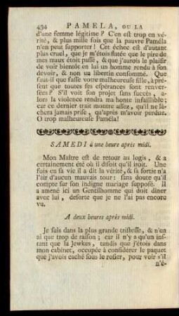 Samedi à une heure après midi.
