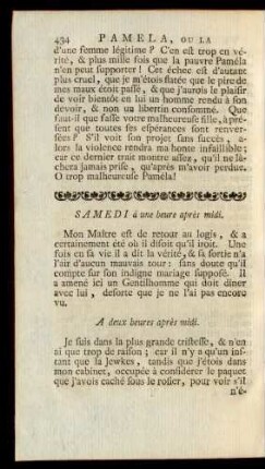 Samedi à une heure après midi.