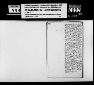 Notizen [des Finanzrats Rudolf Moser] zur Ortsbeschreibung von Heiningen, mit Auszügen aus Archivdokumenten; fol. 502-513