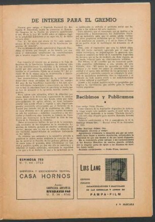 De interés para el gremio