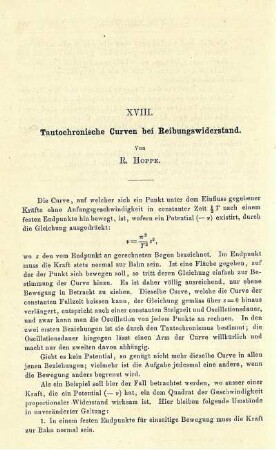XVIII. Tautochronische Curven bei Reibungswiderstand.