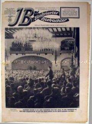 Wochenzeitschrift der NSDAP "Illustrierter Beobachter" u.a. zu einer Kundgebung mit Hitler anlässlich des Jahrestages des Hitler-Putsches 1923