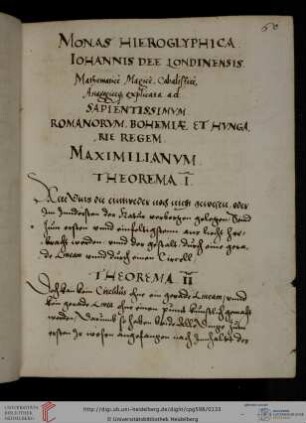 'Monas hieroglyphica. Iohannes dee Londinensis'