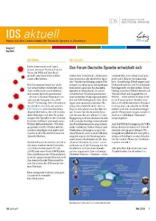 IDS aktuell. Neues aus dem Leibniz-Institut für Deutsche Sprache in Mannheim. Jg. 2020, Heft 2