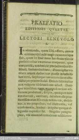 Praefatio Editionis Quartae