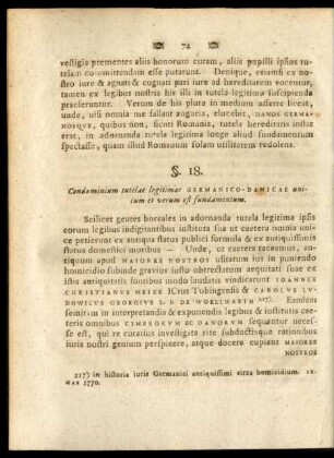 §. 18. Condominium tutelae legitimae Germanico-Danicae unicum et verum est fundamentum.