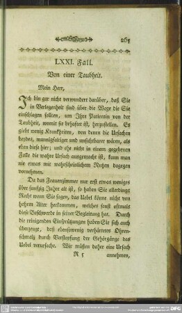 LXXI. Fall. Von einer Taubheit