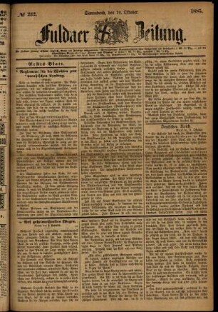 Ausgabe vom Samstag, den 10. Oktober 1885.