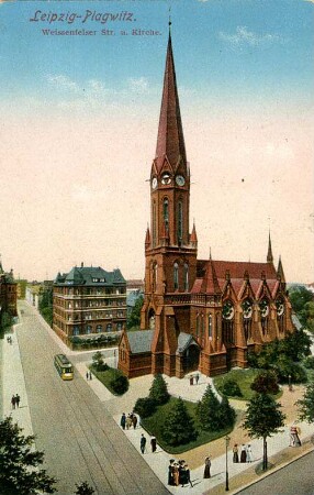 Leipzig-Plagwitz: Weissenfelser Str. u. Kirche
