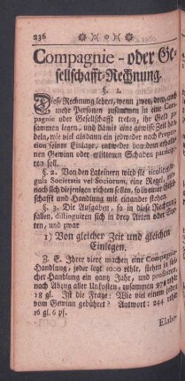 Compagnie- oder Gesellschafft-Rechnung