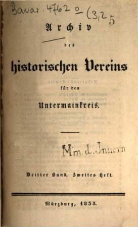 Archiv des Historischen Vereins für den Untermainkreis. 3,2/3. 1835/36