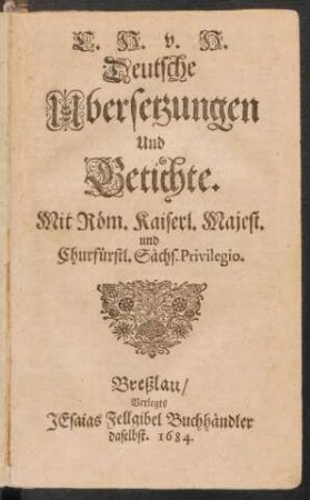 C. H. v. H. Deutsche Ubersetzungen Und Getichte