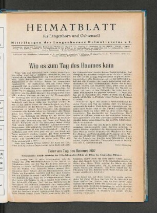 Wie es zum Tag des Baumes kam