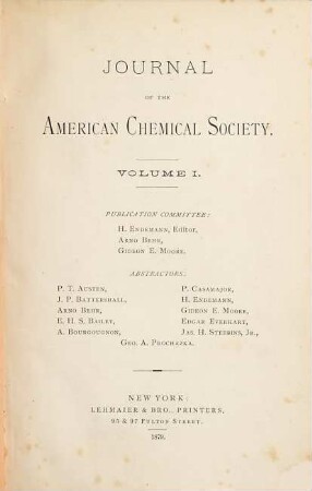 Journal of the American Chemical Society : JACS. 1. 1879