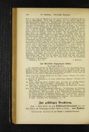 Zur gefälligen Beachtung